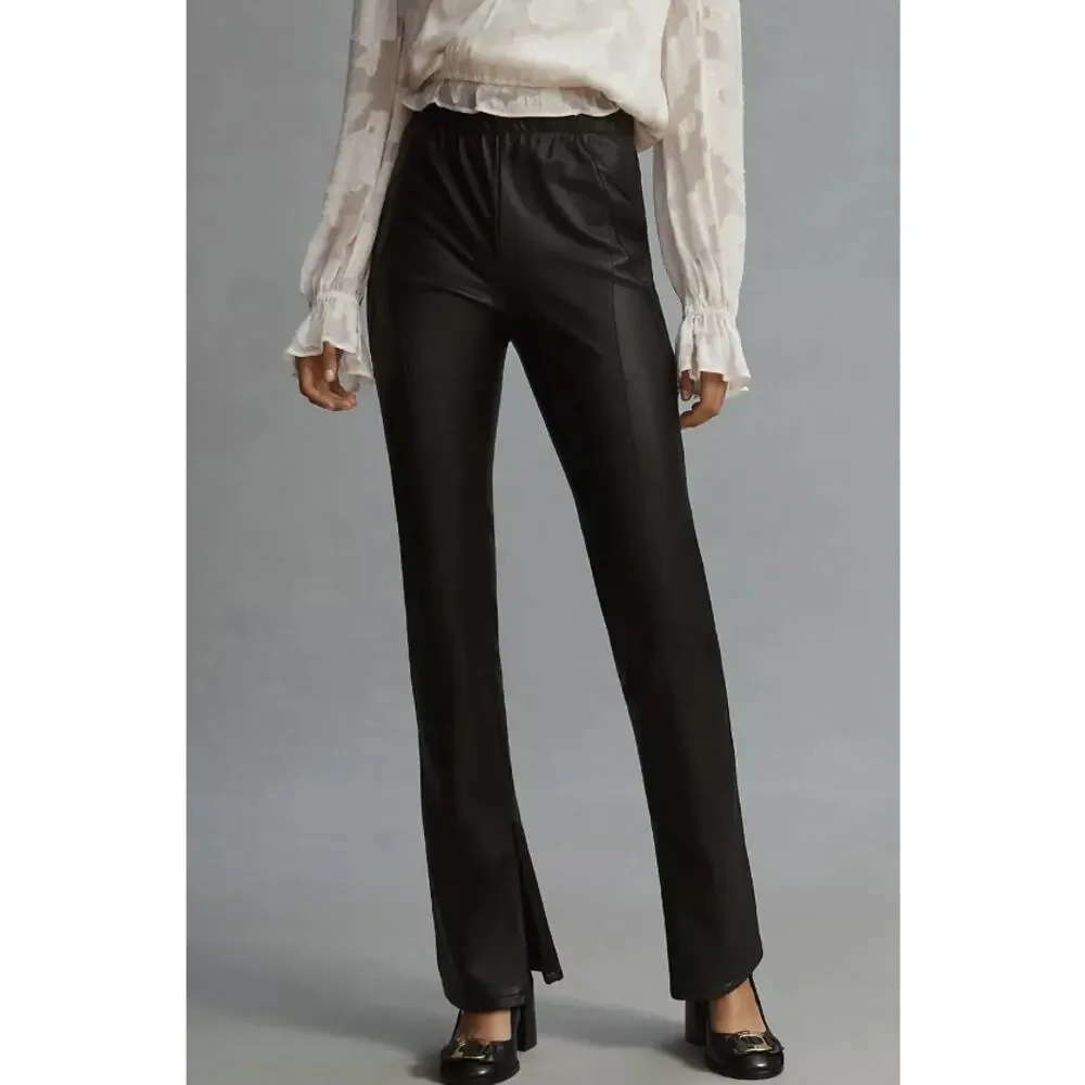 Anthrpologie Pilcro Glasgow Faux Leather Skinny Pants Black Pull On Size 27 - Picture 1 of 8